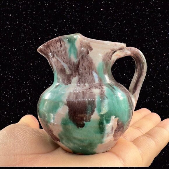 Italian Art Pottery Miniature Pitcher Carafe Ceramic Pottery Hand Painted Italy - Picture 9 of 12